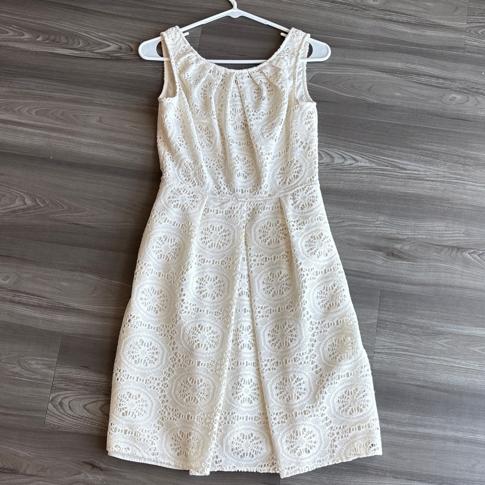 Adrianna Papell Cream Lace Midi Dress